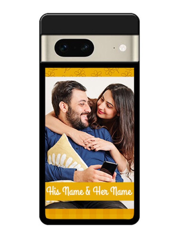 Custom Google Pixel 7 5G Custom Glass Phone Case - Yellow Floral Design