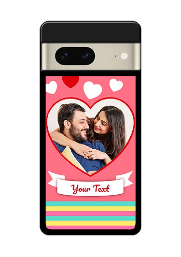 Google Pixel 7 5G Custom Glass Phone Case - Love Shapes Doodle Design