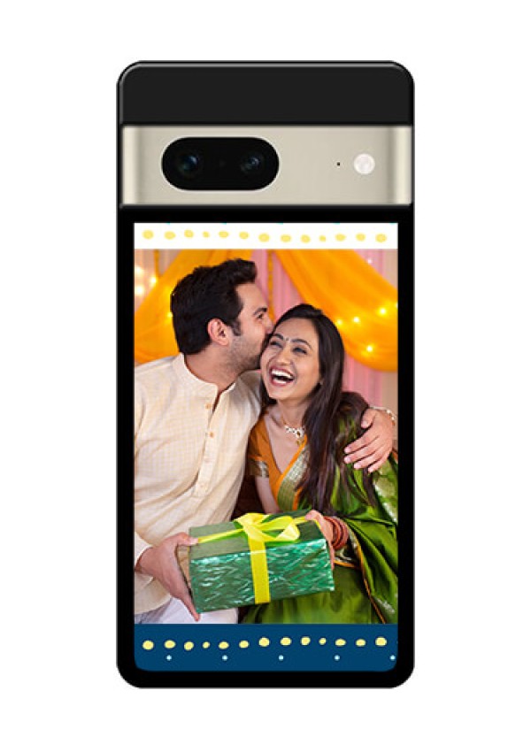Google Pixel 7 5G Custom Glass Phone Case - White And Blue Abstract Design