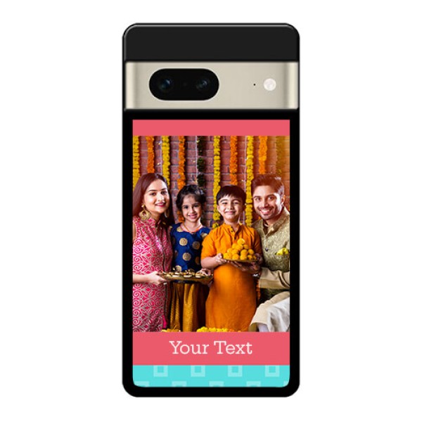 Google Pixel 7 5G Custom Glass Phone Case - Peach & Blue Color Design