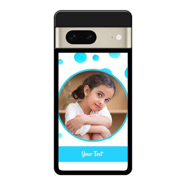 Google Pixel 7 5G Custom Glass Phone Case - Blue Bubbles Pattern Design