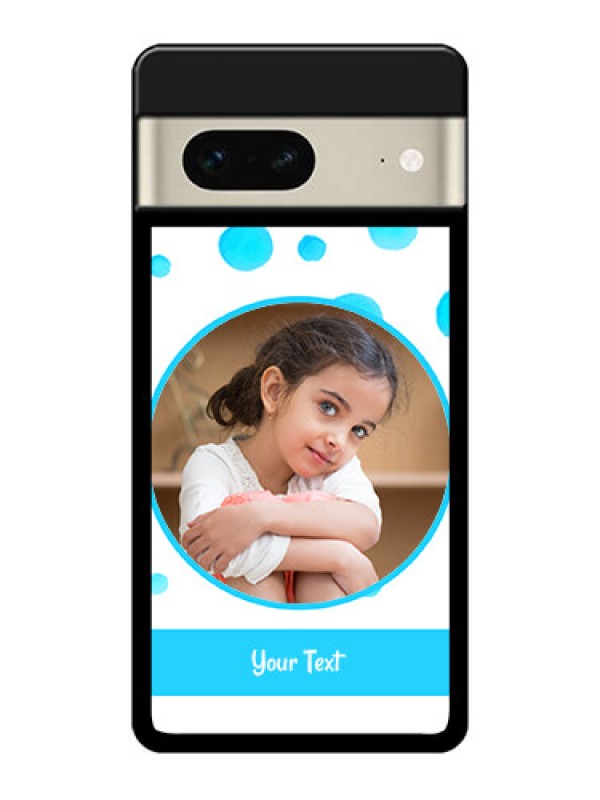 Custom Google Pixel 7 5G Custom Glass Phone Case - Blue Bubbles Pattern Design