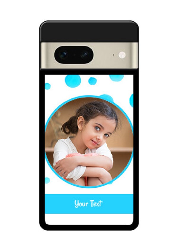 Google Pixel 7 5G Custom Glass Phone Case - Blue Bubbles Pattern Design
