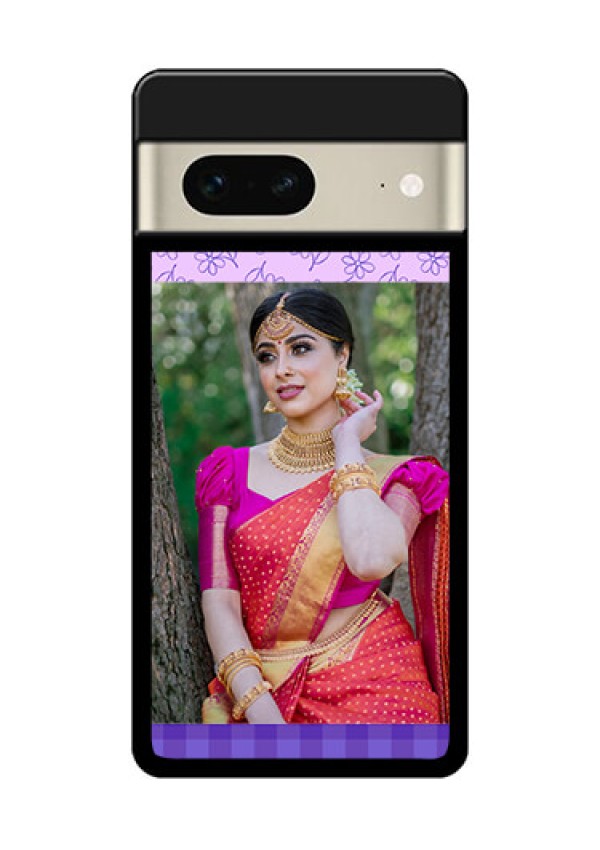 Google Pixel 7 5G Custom Glass Phone Case - Purple Floral Design