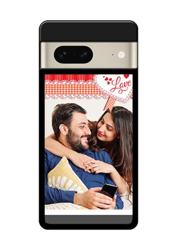 Google Pixel 7 5G Custom Glass Phone Case - Red Love Pattern Design