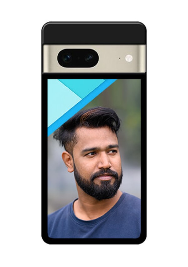 Google Pixel 7 5G Custom Glass Phone Case - Blue Pattern Design