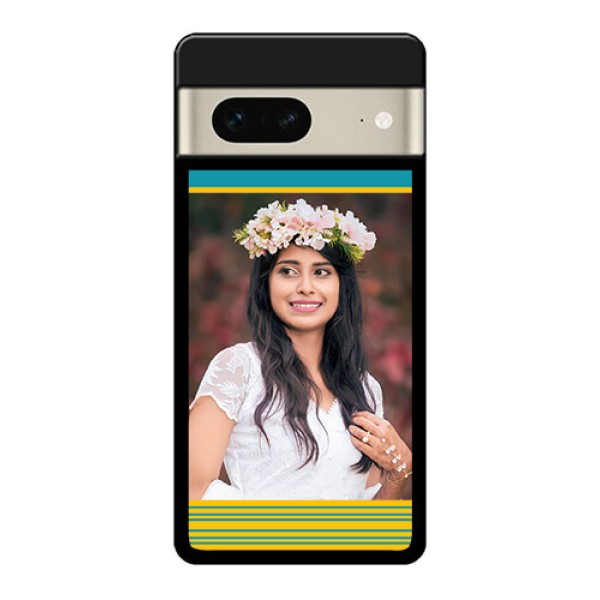 Google Pixel 7 5G Custom Glass Phone Case - Yellow & Blue Design