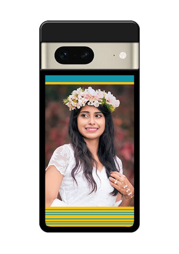 Google Pixel 7 5G Custom Glass Phone Case - Yellow & Blue Design