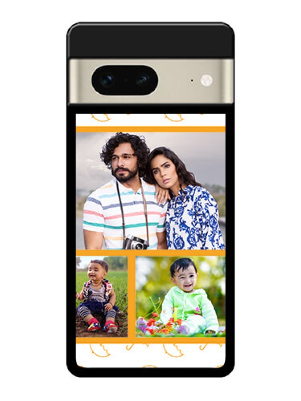 Custom Google Pixel 7 5G Custom Glass Phone Case - Yellow Pattern Design