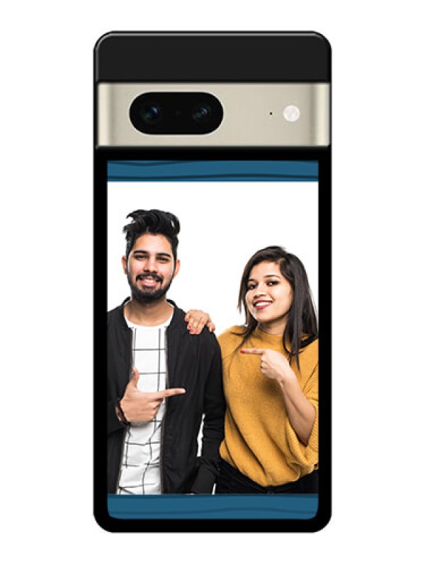 Custom Google Pixel 7 5G Custom Glass Phone Case - Blue Pattern Cover Design