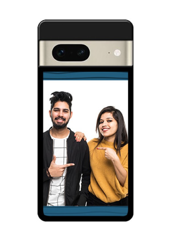 Google Pixel 7 5G Custom Glass Phone Case - Blue Pattern Cover Design