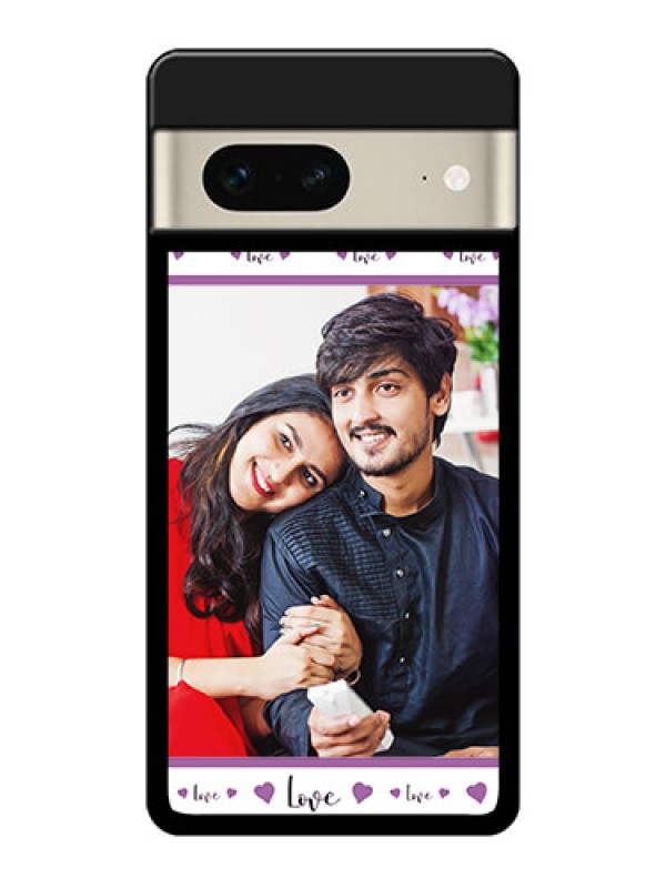 Custom Google Pixel 7 5G Custom Glass Phone Case - Couples Heart Design