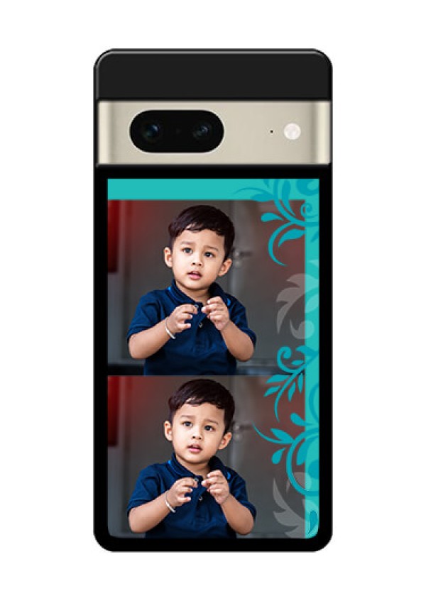 Google Pixel 7 5G Custom Glass Phone Case - With Photo And Green Floral Design