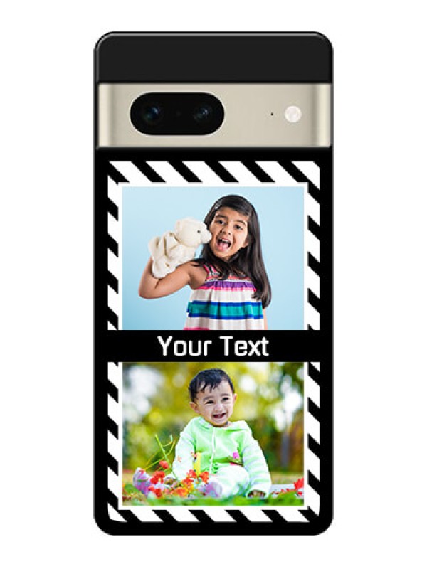 Custom Google Pixel 7 5G Custom Glass Phone Case - Black And White Stripes Design