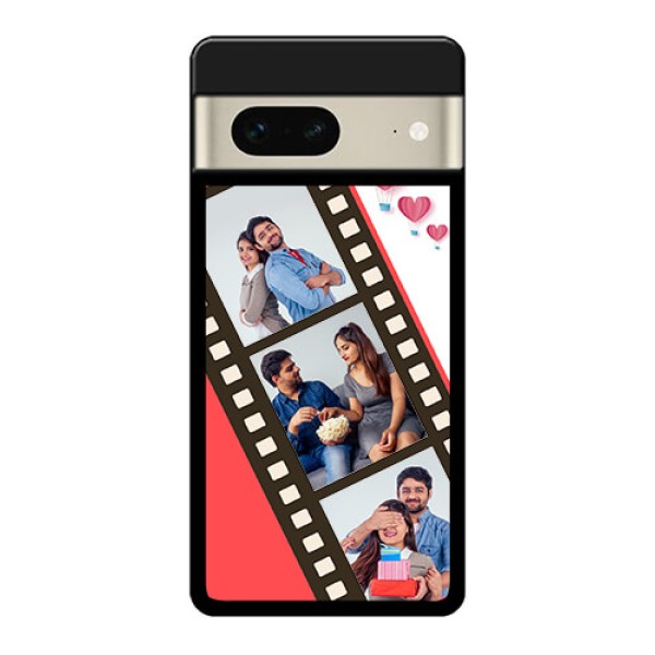 Google Pixel 7 5G Custom Glass Phone Case - 3 Image Holder With Film Reel