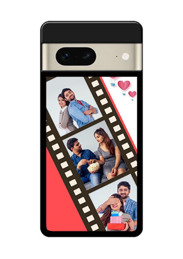 Google Pixel 7 5G Custom Glass Phone Case - 3 Image Holder With Film Reel