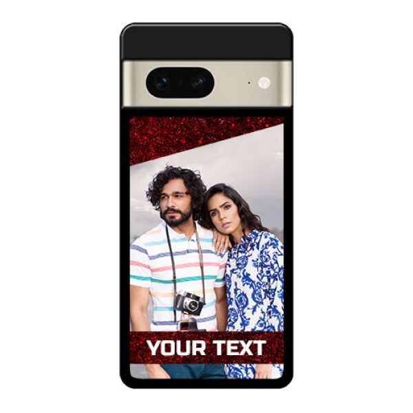 Google Pixel 7 5G Custom Glass Phone Case - Image Holder With Glitter Strip Design