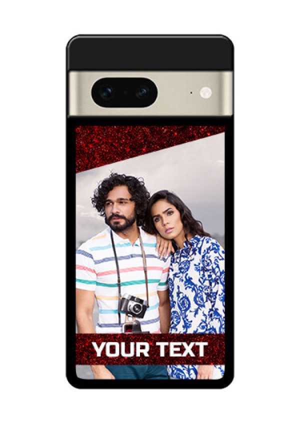 Google Pixel 7 5G Custom Glass Phone Case - Image Holder With Glitter Strip Design