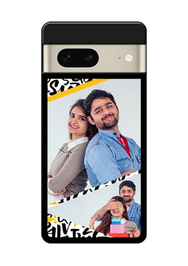 Google Pixel 7 5G Custom Glass Phone Case - Letters Pattern Design