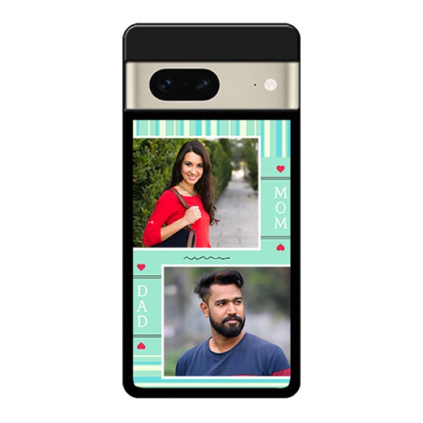 Google Pixel 7 5G Custom Glass Phone Case - Mom & Dad Pic Design