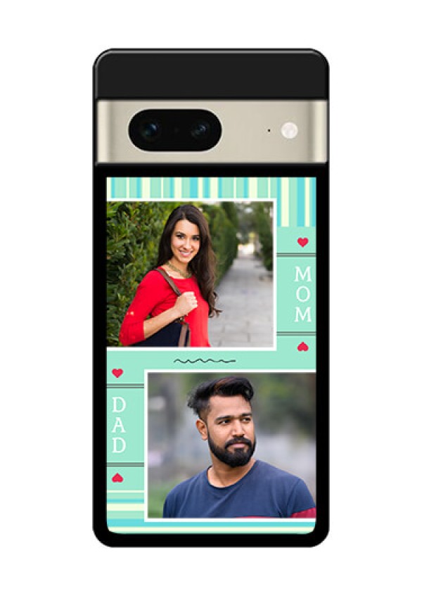 Google Pixel 7 5G Custom Glass Phone Case - Mom & Dad Pic Design