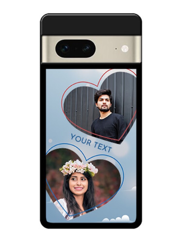 Custom Google Pixel 7 5G Custom Glass Phone Case - Blue Color Couple Design