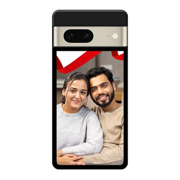 Google Pixel 7 5G Custom Glass Phone Case - Red Ribbon Frame Design