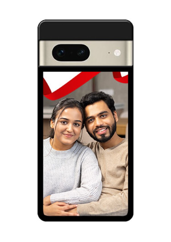 Google Pixel 7 5G Custom Glass Phone Case - Red Ribbon Frame Design