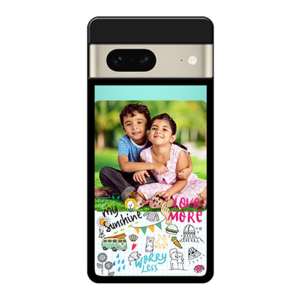Google Pixel 7 5G Custom Glass Phone Case - Doodle Love Design