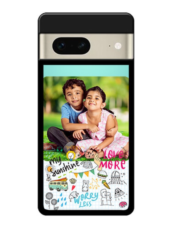 Custom Google Pixel 7 5G Custom Glass Phone Case - Doodle Love Design
