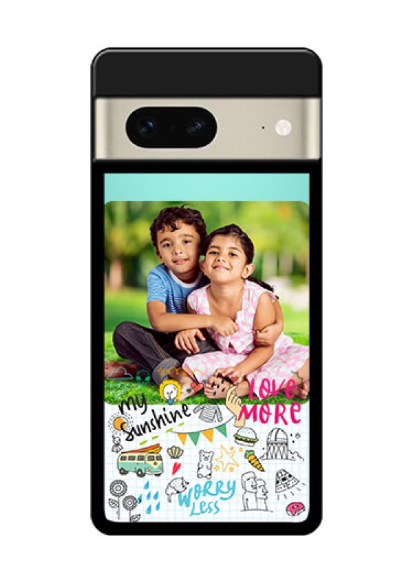 Google Pixel 7 5G Custom Glass Phone Case - Doodle Love Design