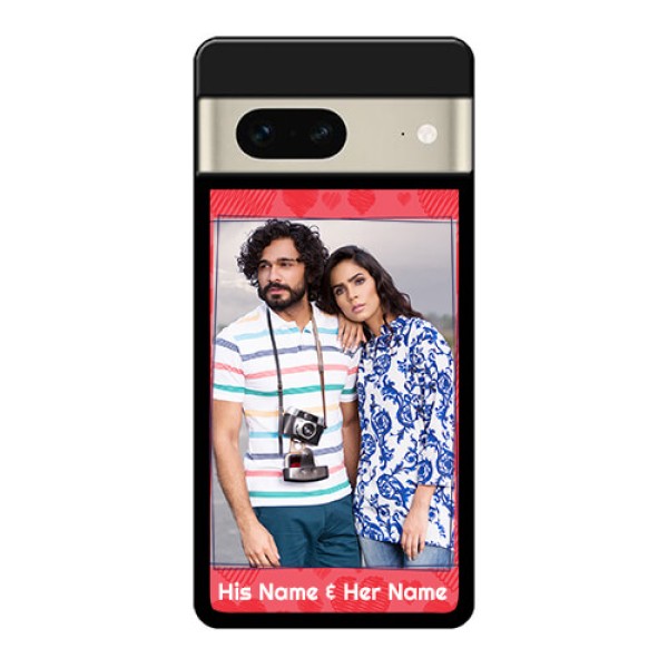 Google Pixel 7 5G Custom Glass Phone Case - With Red Heart Symbols Design