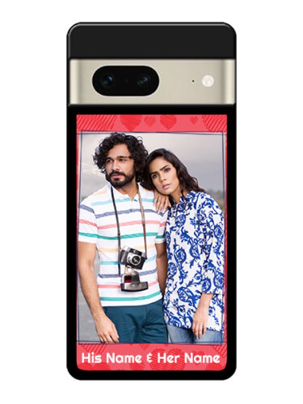Custom Google Pixel 7 5G Custom Glass Phone Case - With Red Heart Symbols Design