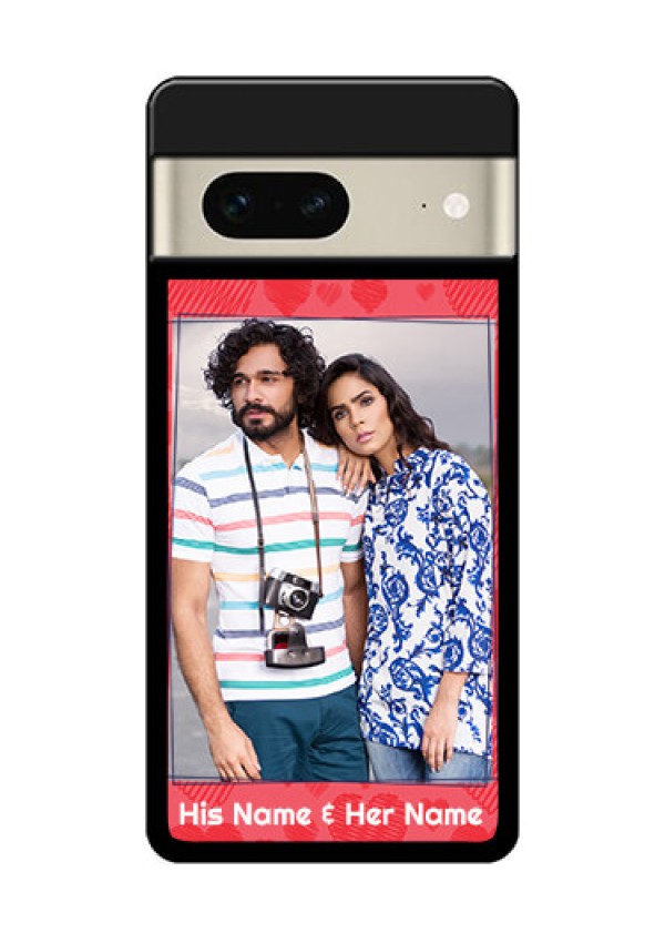 Google Pixel 7 5G Custom Glass Phone Case - With Red Heart Symbols Design