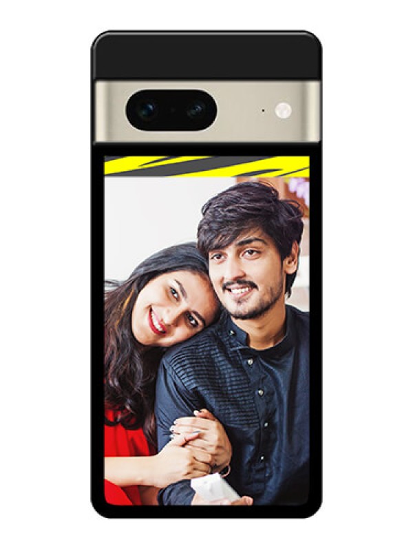 Custom Google Pixel 7 5G Custom Glass Phone Case - Yellow Abstract Design