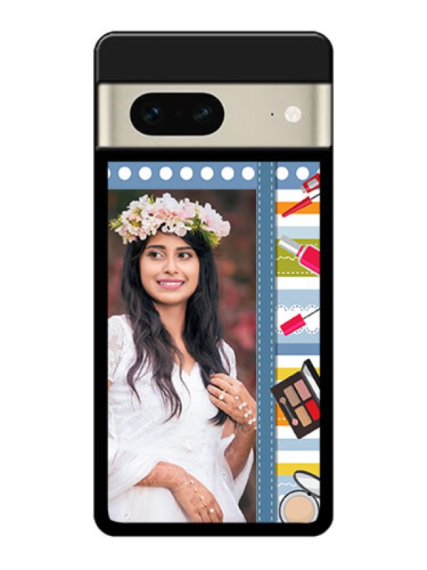 Custom Google Pixel 7 5G Custom Glass Phone Case - Makeup Icons Design