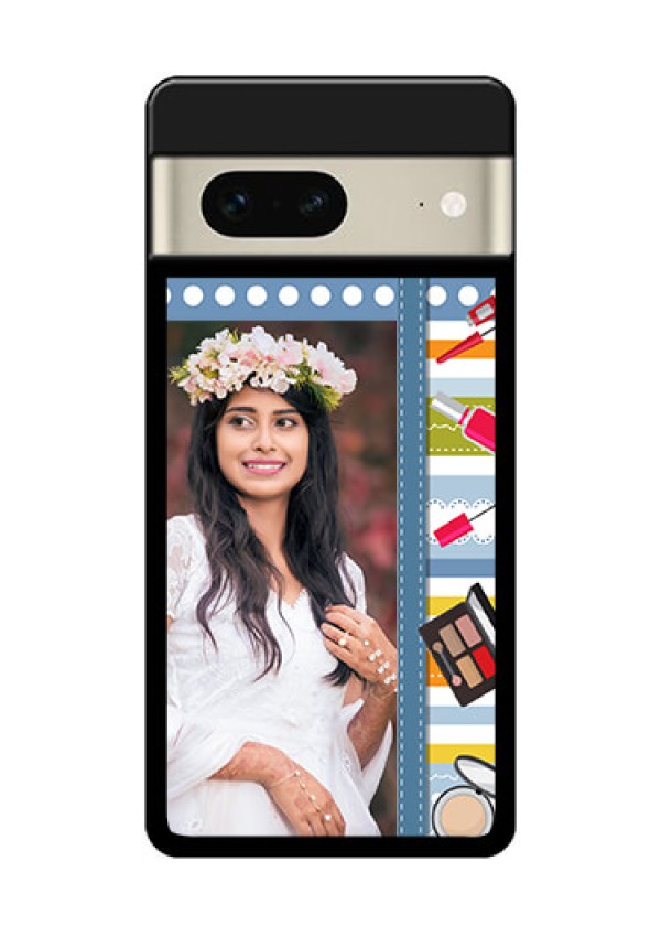 Google Pixel 7 5G Custom Glass Phone Case - Makeup Icons Design