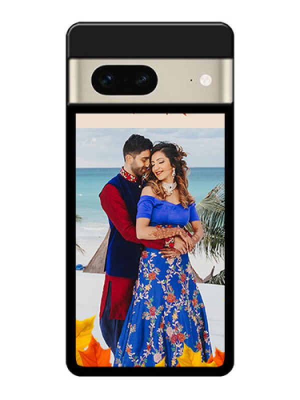 Custom Google Pixel 7 5G Custom Glass Phone Case - Autumn Maple Leaves Design