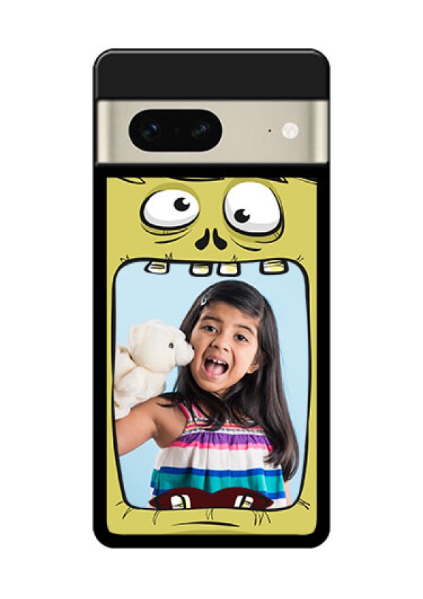 Google Pixel 7 5G Custom Glass Phone Case - Cartoon Monster Back Case Design