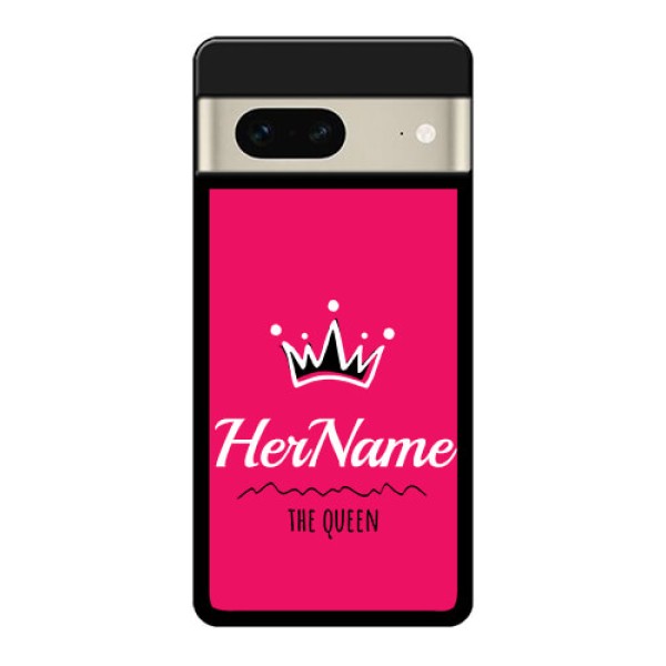 Google Pixel 7 5G Custom Glass Phone Case - Queen With Name Design