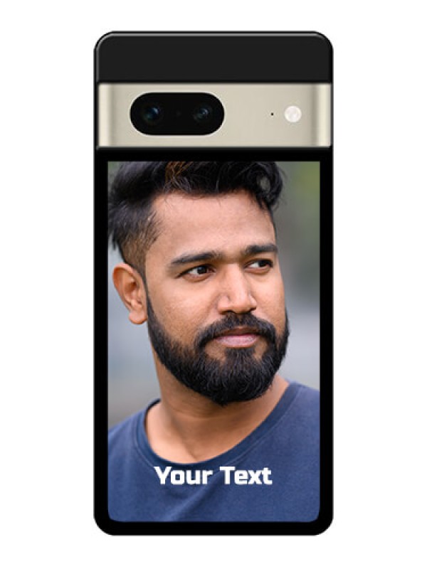 Custom Google Pixel 7 5G Custom Glass Phone Case - Photo With Text Design