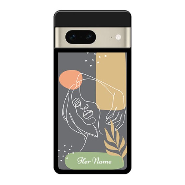 Google Pixel 7 5G Custom Glass Phone Case - Gazing Woman Line Art Design