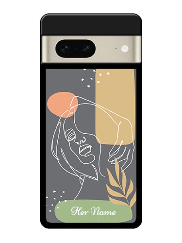 Custom Google Pixel 7 5G Custom Glass Phone Case - Gazing Woman Line Art Design