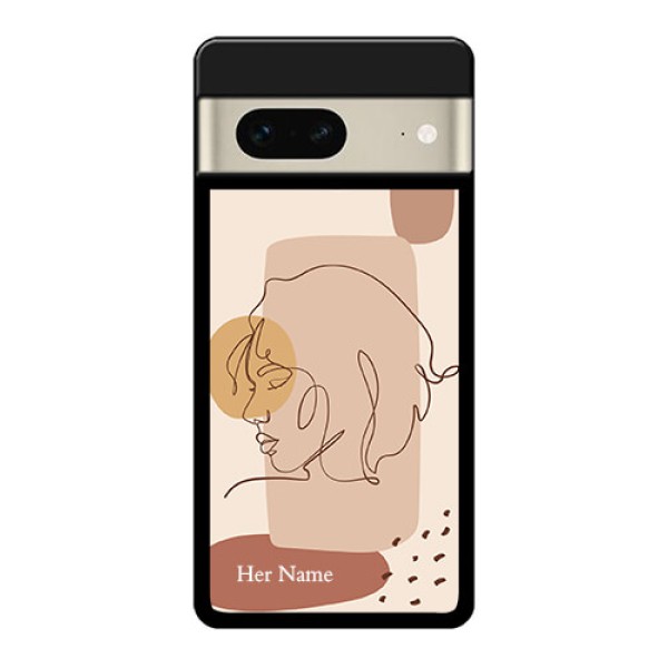 Google Pixel 7 5G Custom Glass Phone Case - Calm Woman Line Art Design