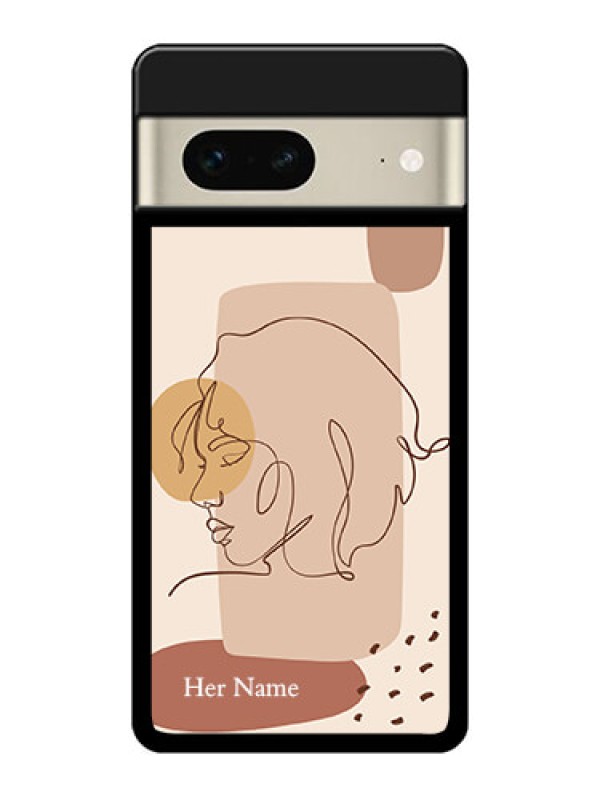 Custom Google Pixel 7 5G Custom Glass Phone Case - Calm Woman Line Art Design