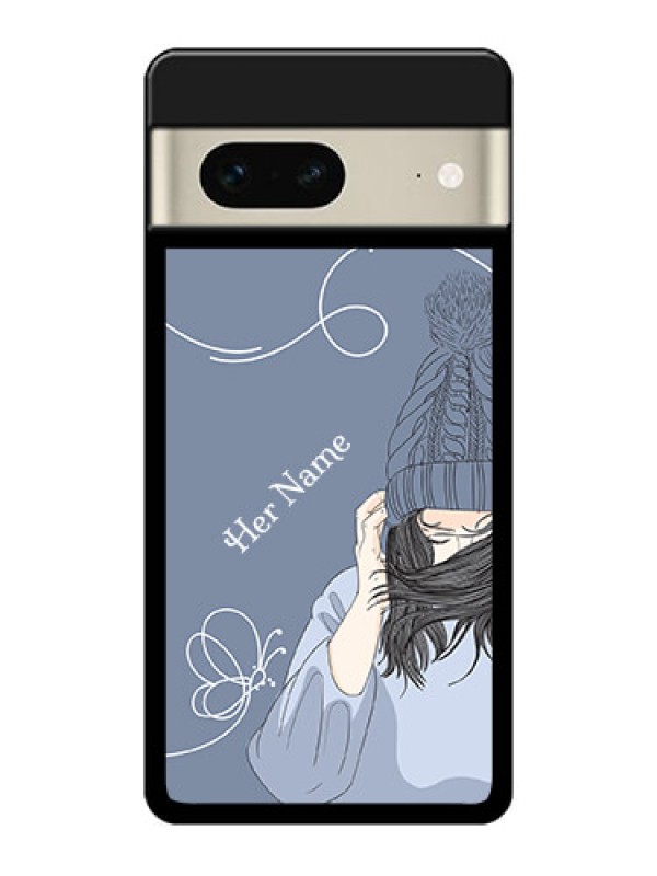 Custom Google Pixel 7 5G Custom Glass Phone Case - Girl In Winter Outfit Design