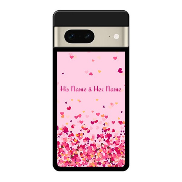 Google Pixel 7 5G Custom Glass Phone Case - Floating Hearts Design