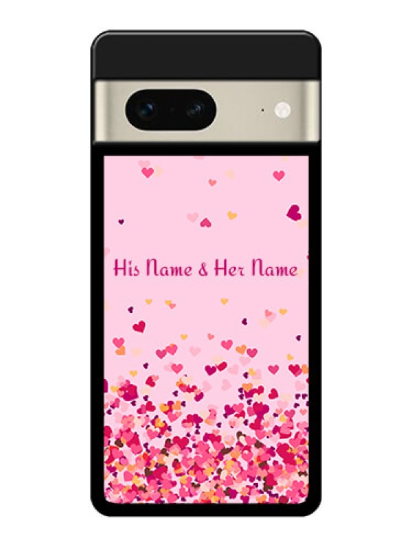 Custom Google Pixel 7 5G Custom Glass Phone Case - Floating Hearts Design
