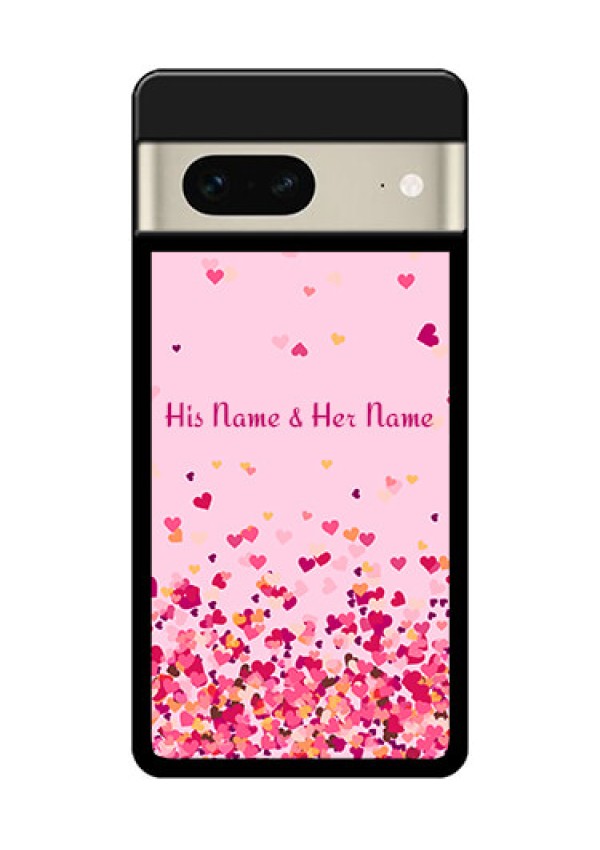 Google Pixel 7 5G Custom Glass Phone Case - Floating Hearts Design