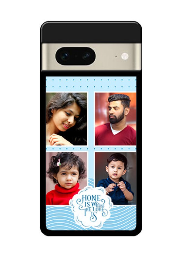 Google Pixel 7 5G Custom Glass Phone Case - Cute Love Quote With 4 Pic Upload Design